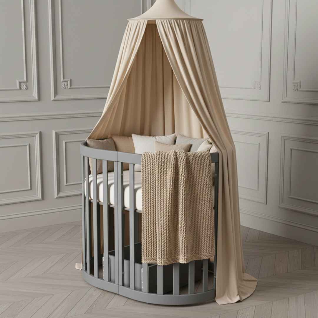 Oválná postýlka Mikko Gekko Kids 90×70 cm. Grafitová.